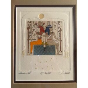 Jan Fleck Gemini IV Signed‎ Intaglio Etching Egyptian Mythology A/P XI/XV Framed